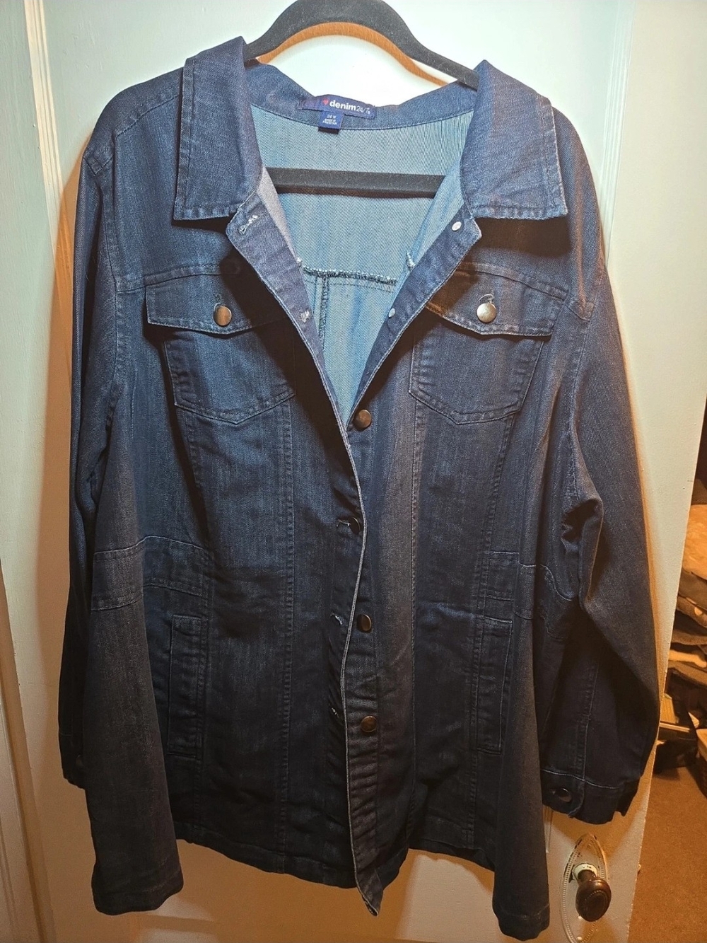 Denim 24/7 Dark Blue Women's Denim Jacket with Button Front